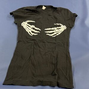 Black Skeleton Hands Graphic Tee